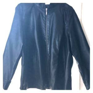 Black Faux Leather Jacket 2X